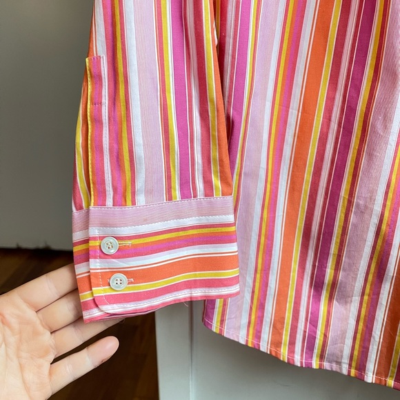 J. Crew Striped Orange and Pink Button Down Shirt! - Picture 4 of 8